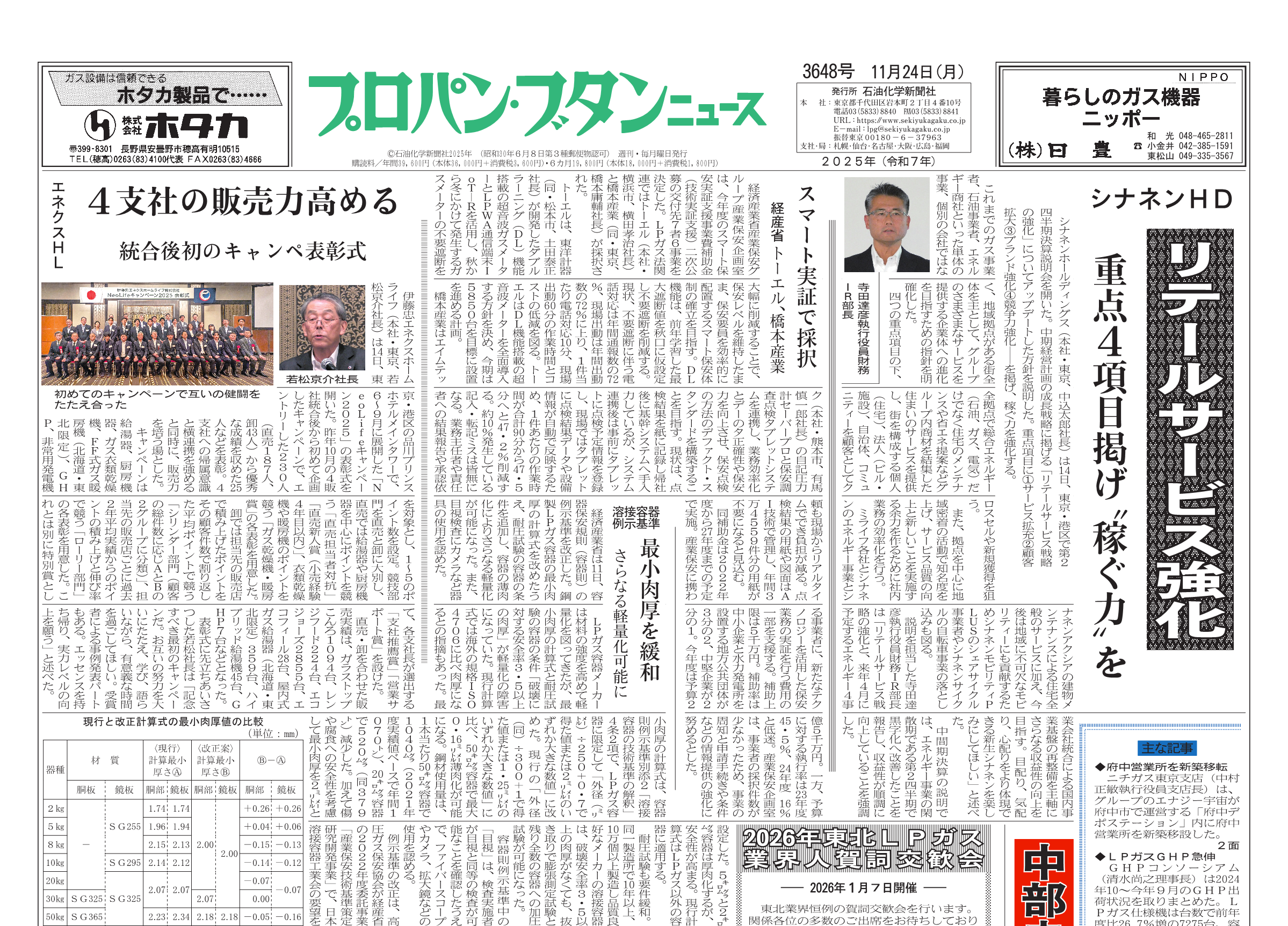 プロパン・ブタンニュース 3648号 – 株式会社石油化学新聞社